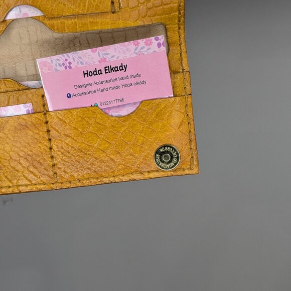 Hoda Elkady Leather Crocodile Skin Wallet Gold Tan - Picture 3 of 3